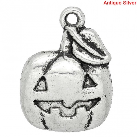 Picture of Charms Pendants Pumpkin Halloween Antique Silver 19.5x14mm,30PCs