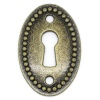 Bild von Zinklegierung Verbinder Oval Bronzefarbe, mit Schlüsselloch Muster, 3.7cm x 25mm, 10 Stück