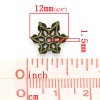 Immagine di Lega di Zinco Coppette Copriperla Fiore Tono del Bronzo Addetti 14mm Perline Nulla Disegno 12mm x 11mm, 100 Pz