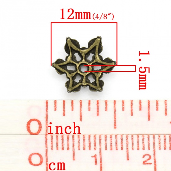 Picture of Zinc Based Alloy Beads Caps Flower Antique Bronze (Fits 14mm Beads) 12mm x 11mm, 100 PCs