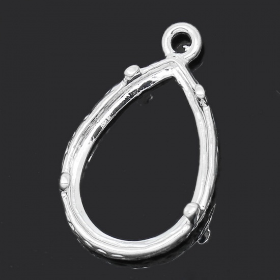 Imagen de Colgantes Bases Camafeo Latón de Gota,Argentado (Apta 14mm x 10mm) 19mm x 12mm-18mm x 12mm, 10 Unidades