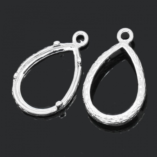 Imagen de Colgantes Bases Camafeo Latón de Gota,Argentado (Apta 14mm x 10mm) 19mm x 12mm-18mm x 12mm, 10 Unidades