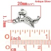 Immagine di Lega di Zinco Cicogna Porta Borsa Charm Ciondoli Argento Antico Striscia Disegno 20.0mm x 15.0mm, 50 Pz