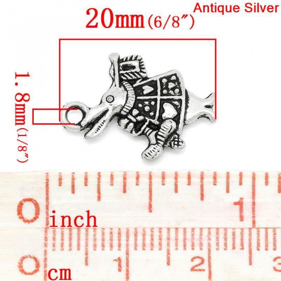 Image de Pendentifs en Alliage de Zinc Animal Lapin Argent Vieilli Hau-parleur 20mm x 15mm, 50 Pcs