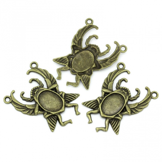 Picture of Zinc Based Alloy Cabochon Settings Connectors Insects Antique Bronze (Fits 18mm x 13mm) 5.1cm(2") x 3.8cm(1 4/8"), 5 PCs