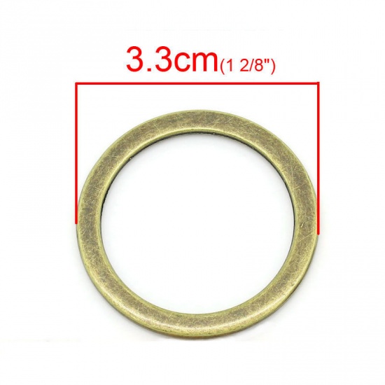 Picture of Zinc Based Alloy Closed Soldered Jump Rings Findings Round Antique Bronze 3.3cm Dia, 10 PCs