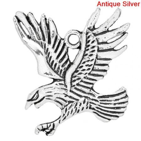 Lega di Zinco Charm Ciondoli Acquila Argento Antico Striscia Disegno 3.5cm x 3.2cm, 20 Pz