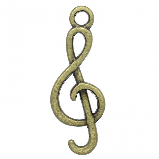 Picture of Charm Pendants Musical Note Antique Bronze 26x9mm,50PCs
