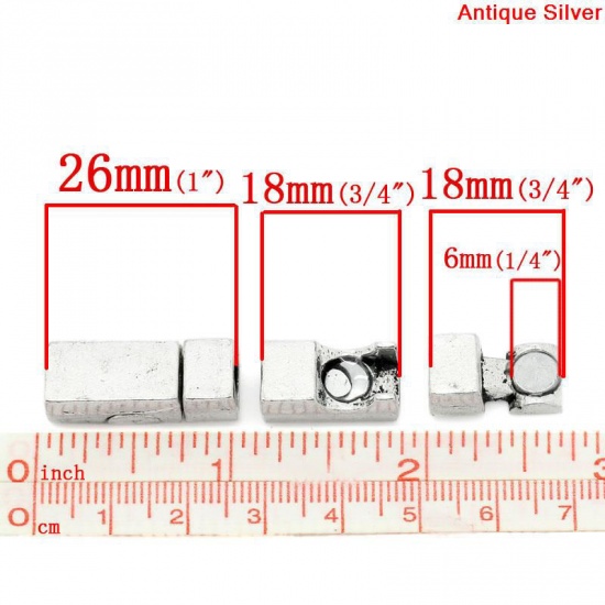 Immagine di Lega di Zinco Chiusura Magnetica Rettangolo Argento Antico 26mm x 9mm, 1 Pz