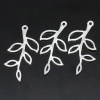 Picture of Brass Charm Pendants Leaf Silver Plated 22x11mm-23x13mm,10PCs                                                                                                                                                                                                 