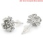 Immagine di Ottone Orecchini a Perno Fiore Tono Argento Nulla Disegno 17mm x 10mmposta / filo: ( 0.8mm )， 10 Pz