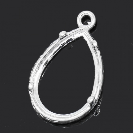 Imagen de Colgantes Bases Camafeo Latón de Gota,Argentado (Apta 14mm x 10mm) 19mm x 12mm-18mm x 12mm, 10 Unidades