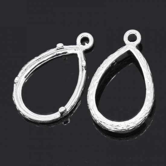 Imagen de Colgantes Bases Camafeo Latón de Gota,Argentado (Apta 14mm x 10mm) 19mm x 12mm-18mm x 12mm, 10 Unidades