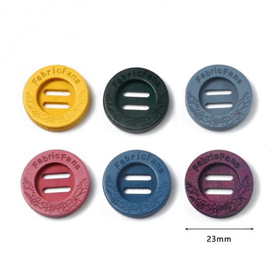 Picture of Wood Sewing Buttons Scrapbooking Two Holes Round At Random Message " FabricFans " 23mm( 7/8") Dia, 20 PCs