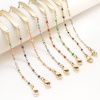 Picture of 304 Stainless Steel Blank Stamping Tags Bracelets Gold Plated Mixed Color Enamel