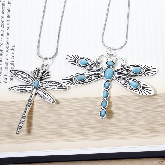 Picture of Zinc Based Alloy Boho Chic Pendants Dragonfly Animal Imitation Turquoise