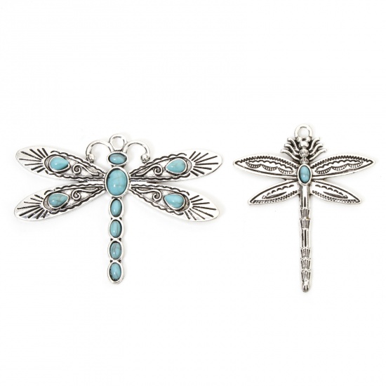 Picture of Zinc Based Alloy Boho Chic Pendants Dragonfly Animal Imitation Turquoise