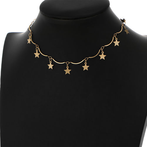 Picture of Copper Galaxy Choker Necklace Silver Tone Arc Star 30cm(11 6/8") long, 1 Piece