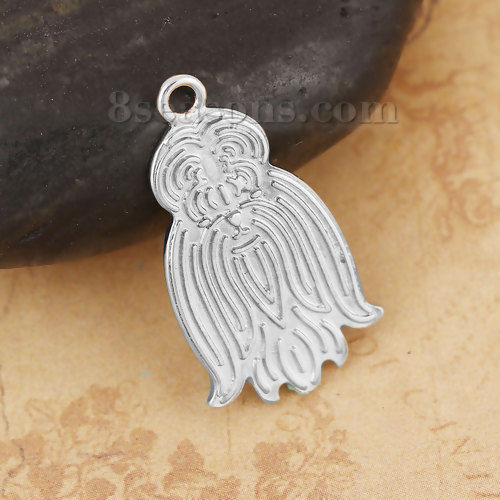 Picture of Zinc Based Alloy Charms Shih Tzu Dog Animal Silver Tone 27mm(1 1/8") x 15mm( 5/8"), 10 PCs