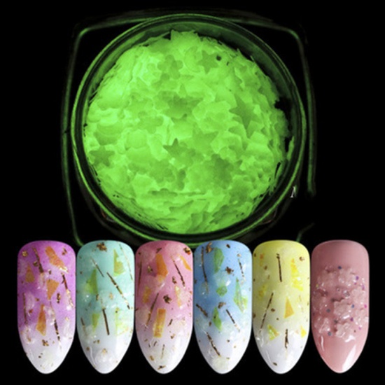 Picture of Plastic Nail Art Decoration DIY Craft Star Light Green 1 Piece