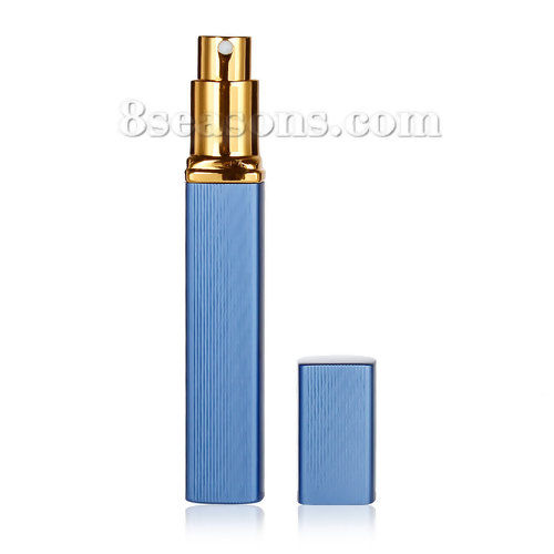 Picture of 12ml Glass & Aluminum Lid Make Up Spray Perfume Atomizer Empty Bottle Cosmetic Blue 11.5cm(4 4/8") x 2cm( 6/8"), 1 Piece