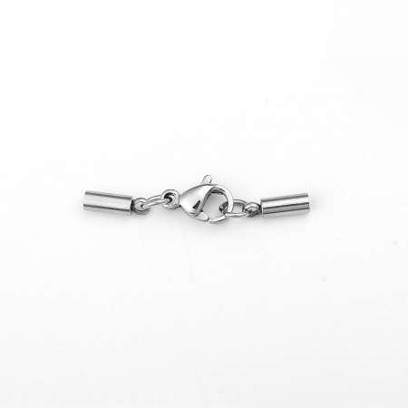 304 Edelstahl Endkappenverschlüsse Zylinder Silberfarbe (Für 1.5mm Schnur) 28mm x 6mm, 1 Stück