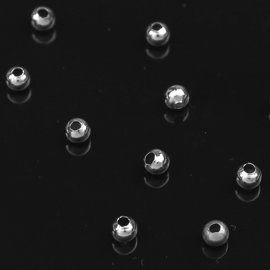 Immagine di 304 Acciaio Inossidabile Perline Tondo Tono Argento Vuoto Circa 2.3mm Dia., Buco: Circa 0.9mm, 100 Pz