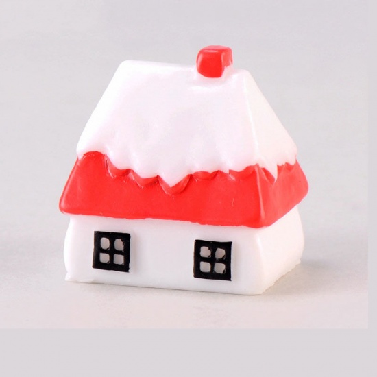 Picture of Blue - style16 New Year Christmas small house micro landscape home decoration garden miniature statue DIY resin crafts toy ornaments