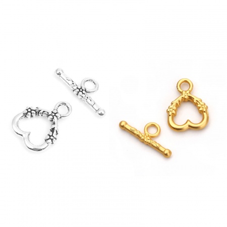 Zinc Based Alloy Toggle Clasps Heart