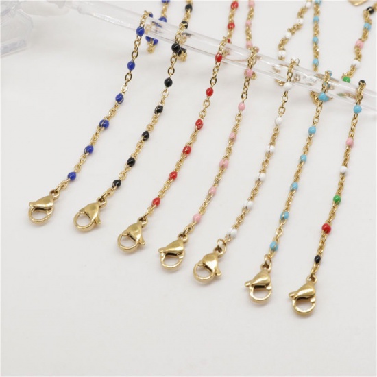 Picture of  Stainless Steel Link Cable Chain Necklace Enamel