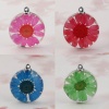 Glass & Dried Flower Charms Ball Green Transparent 28mm(1 1/8") x 20mm( 6/8"), 2 PCs の画像