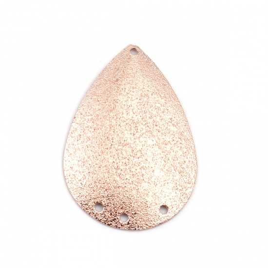 真鍮 シャンデリアコネクター 滴 ドロップ ローズゴールド スターダスト 3.5cm x 2.4cm、 5 個                                                                                                                                                                                                        の画像