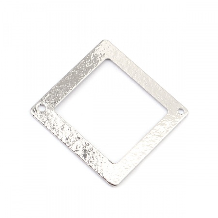 Ottone Connettore Quadrato Tono Argento Filigrana 22mm x 22mm, 5 Pz                                                                                                                                                                                           