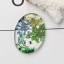 Picture of Glass & Dried Flower Dome Seals Cabochon Oval Flatback Multicolor Tree Pattern Transparent 40mm(1 5/8") x 30mm(1 1/8"), 3 PCs