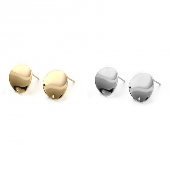 Picture of Brass Ear Post Stud Earrings Gold Filled Round 16mm( 5/8") x 16mm( 5/8"), Post/ Wire Size: (20 gauge), 4 PCs                                                                                                                                                  