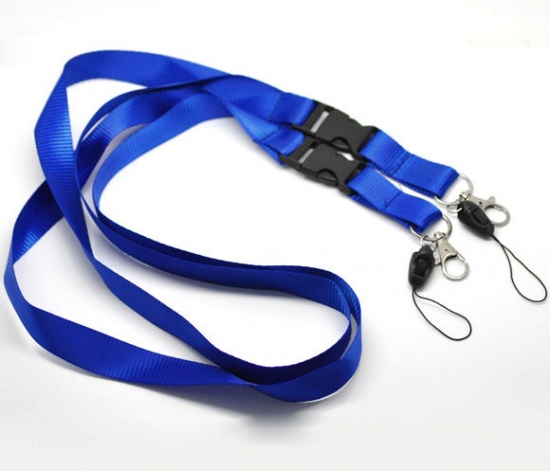 Bild von Polyester ID-Karte Halsband Umhängeband Schlaufe Blau 57cm lang, 5 Stück