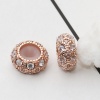 Bild von Messing & Kubisch Zirkonia Slider Verschluss-Perlen Rund Rosegold Transparent Mit Verstellbarem Silikonkern 10mm D., Loch: 1.5mm, 1 Stück