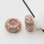 Immagine di Ottone & Zircone Cubico Perle Fermaglio Scorrevole Tondo Oro Rosa Con Silicone Regolabile in Nucleo 10mm Dia., Foro: 1.5mm, 1 Pz