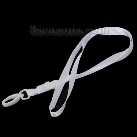 Poliestere Cinghia del Collo per Carta d'Identità Bianco 42.5cm, 20 Pz