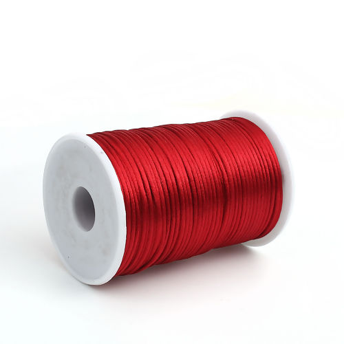 Immagine di Poliestere Gioielli Corda Colore di Vino Rosso 2mm, 1 Rotolo (Circa 100 Yard/Rotolo)