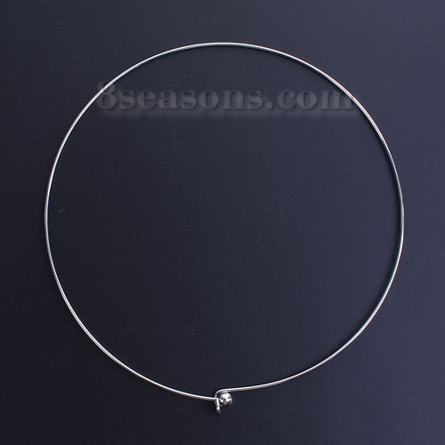 Picture of  Stainless Steel Collar Neck Ring Necklace Round With Removable Ball End Cap