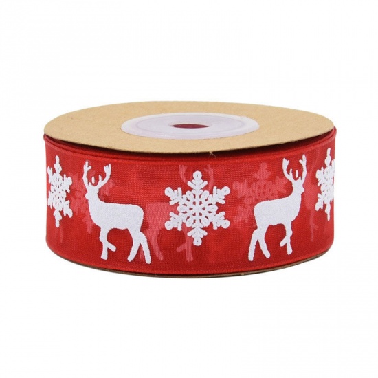Picture of Red 10 meter christmas snowflake deer ribbon