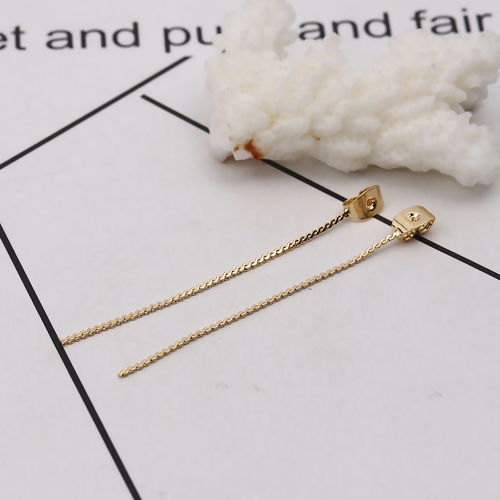 Изображение Brass Ear Nuts Post Stopper Earring Findings Gold Filled 55mm(2 1/8") x 4mm( 1/8"), 4 PCs                                                                                                                                                                     