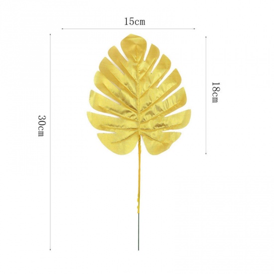 Picture of Plastic Artificial Leaves Home Decoration Golden 51cm, 1 Piece