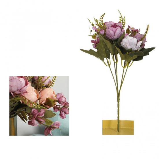 Image de Fleur Artificielle en Plastique Rose 30cm, 1 Pièce