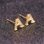 Immagine di Ottone Orecchini a Perno Oro Placcato Lettera Lettere A " Trasparente Cubic Zirconiae 10mm x 8mm, 1 Paio
