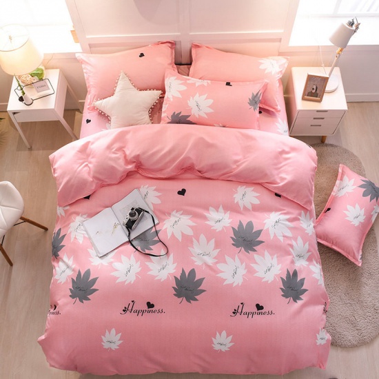 Picture of Cotton Bedding Sets Multicolor Maple Leaf Pattern 220cm x 180cm, 1 Set ( 4 PCs/Set)
