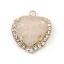 Picture of Brass & Acrylic Charms Heart Gold Plated Light Pink Lace Clear Rhinestone 23mm x 20mm, 3 PCs