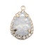 Immagine di Ottone & Acrilico Charms Goccia Oro Placcato Grigio Scuro Pizzo Trasparente Strass 26mm x 17mm, 3 Pz