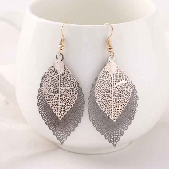 Image de Boucles d'Oreilles Doré Feuilles 1 Paire